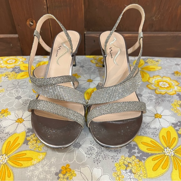 Nina Silver Strappy Heels - Picture 2 of 4